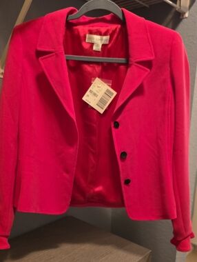 Petite Sophisticate Hot Pink Cropped Blazer